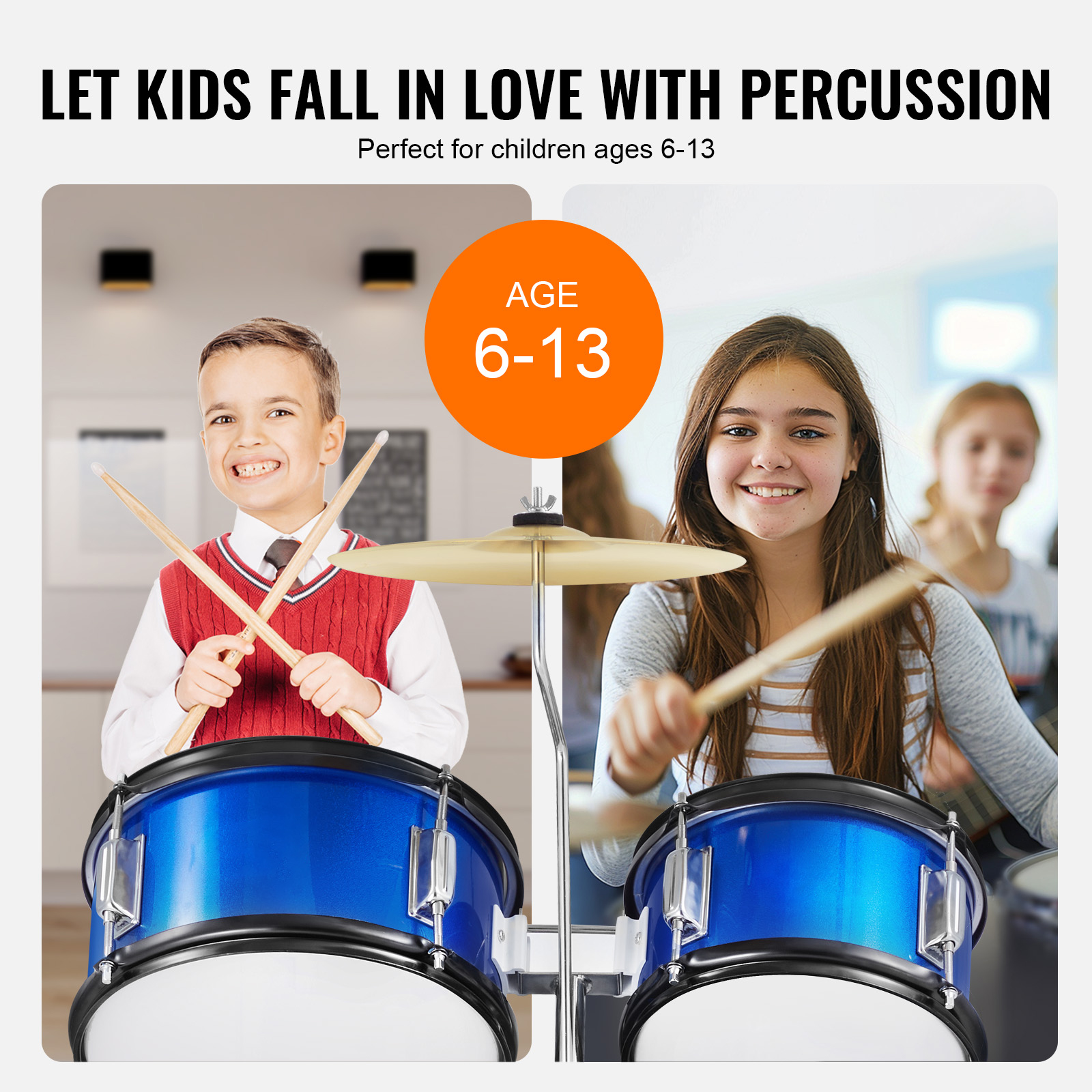 KFFKFF 5-Piece Kids Drum Set - 16 Inch Bass photo 4