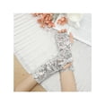 thumbnail image 5 of INSPIRE CHIC Women's Sparkle Sequin Arm Warmers Wrist Cover Fingerless Gloves Arm Sleeve for Disco Party Silver, 5 of 6