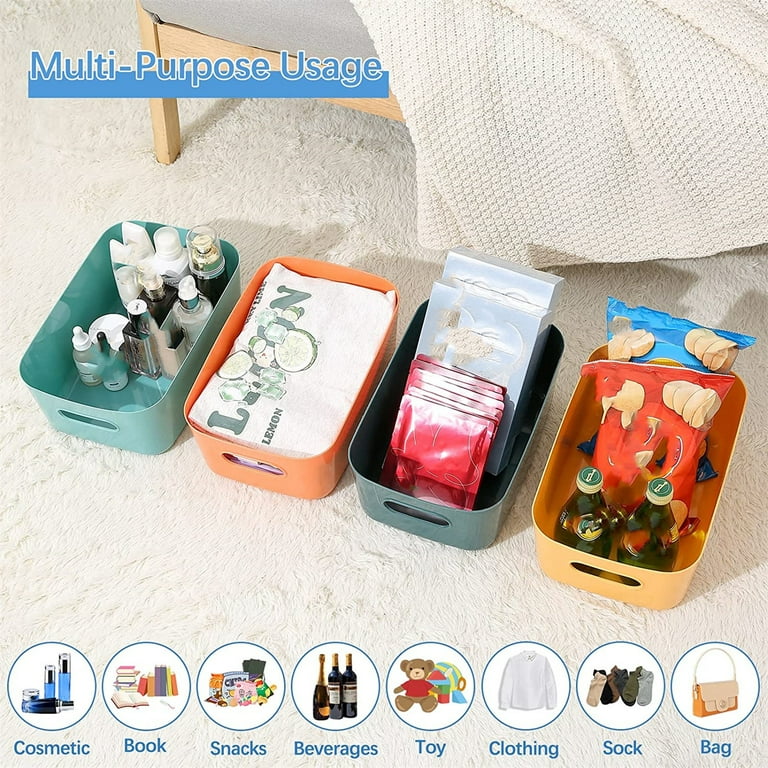 Plastic Sundries Basket Organizer for Toys Cosmetics Clothes Bathroom Fruit Kitchen  Storage Baskets with Handles Makeup Box Case