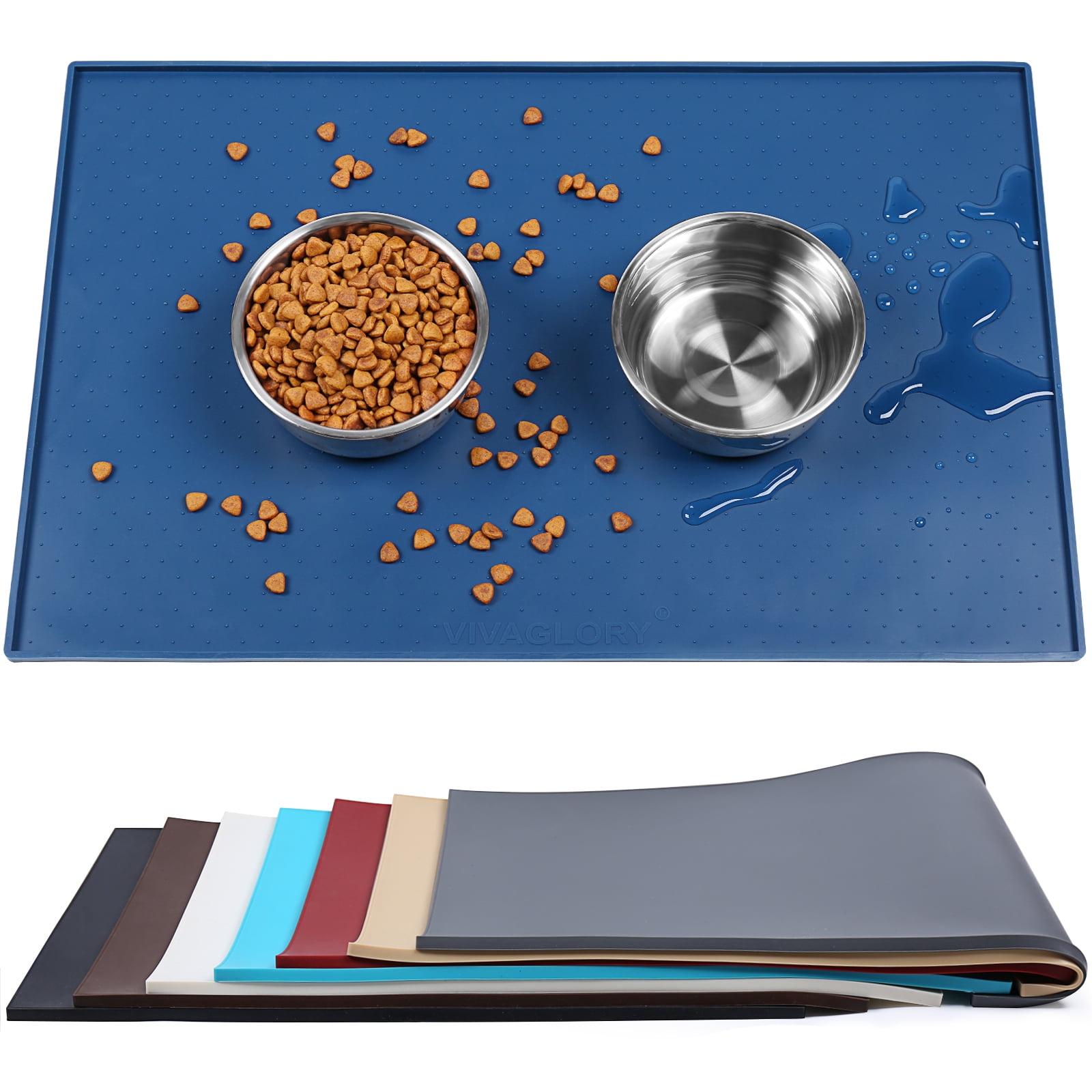 VIVAGLORY Dog Food Mat, Silicone Cat Feeding Bowl Mat, Pet Dish