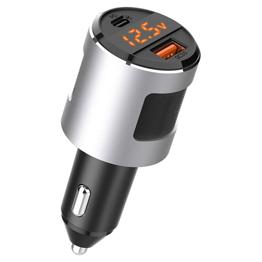 ZheElen Car Charger QC 3.0 Fast Charging Adapter 65W 5V 4.2A Car Charger with USB-A USB-C Dual Ports, Silver