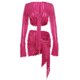 thumbnail image 3 of Vestido Conjunto de falda corta con top irregular Mujer ver a través de ropa informal ajustada Ygjytge Rosa roja T S para Mujer, 3 of 7