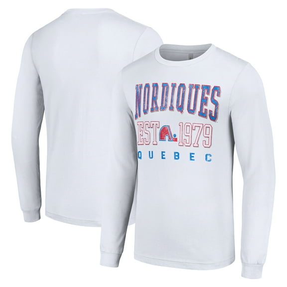 Men's Starter White Quebec Nordiques Retro Graphic Long Sleeve Crew T-Shirt