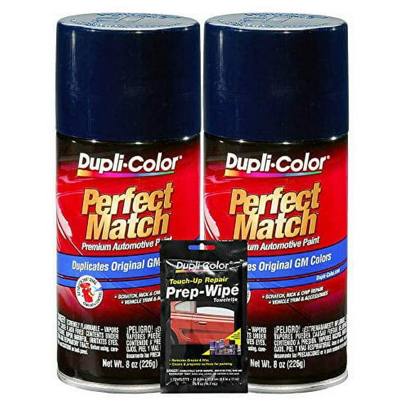 Dupli-Color Dark Blue General Motors Exact-Match Automotive Paint - 8 oz, Bundles with Prep Wipe (3 Items)
