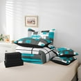thumbnail image 5 of Erosebridal Geometric Square Down Comforter 7 Piece Queen Teal Grey Bed In A Bag Black Gray Turquoise Geometry Comforter Set Adults Modern Abstract Lines Bed Set Rustic Farmhouse Bedding, 5 of 5