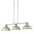 thumbnail image 3 of Golden Lighting Kinsley 3-light Island Light in Antique Teal shade, 3 of 11