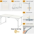 thumbnail image 4 of QueipA 4ft Portable Folding Camping Table, Outdoor Waterproof Adjustable Height Table, Aluminum Lightweight Suitcase Foldable Table for Picnic BBQ Beach Dining, 4 of 15