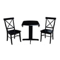 thumbnail image 4 of 36 inch Dual Drop Leaf Dining Table with Two X-back Chairs in Black, 4 of 4