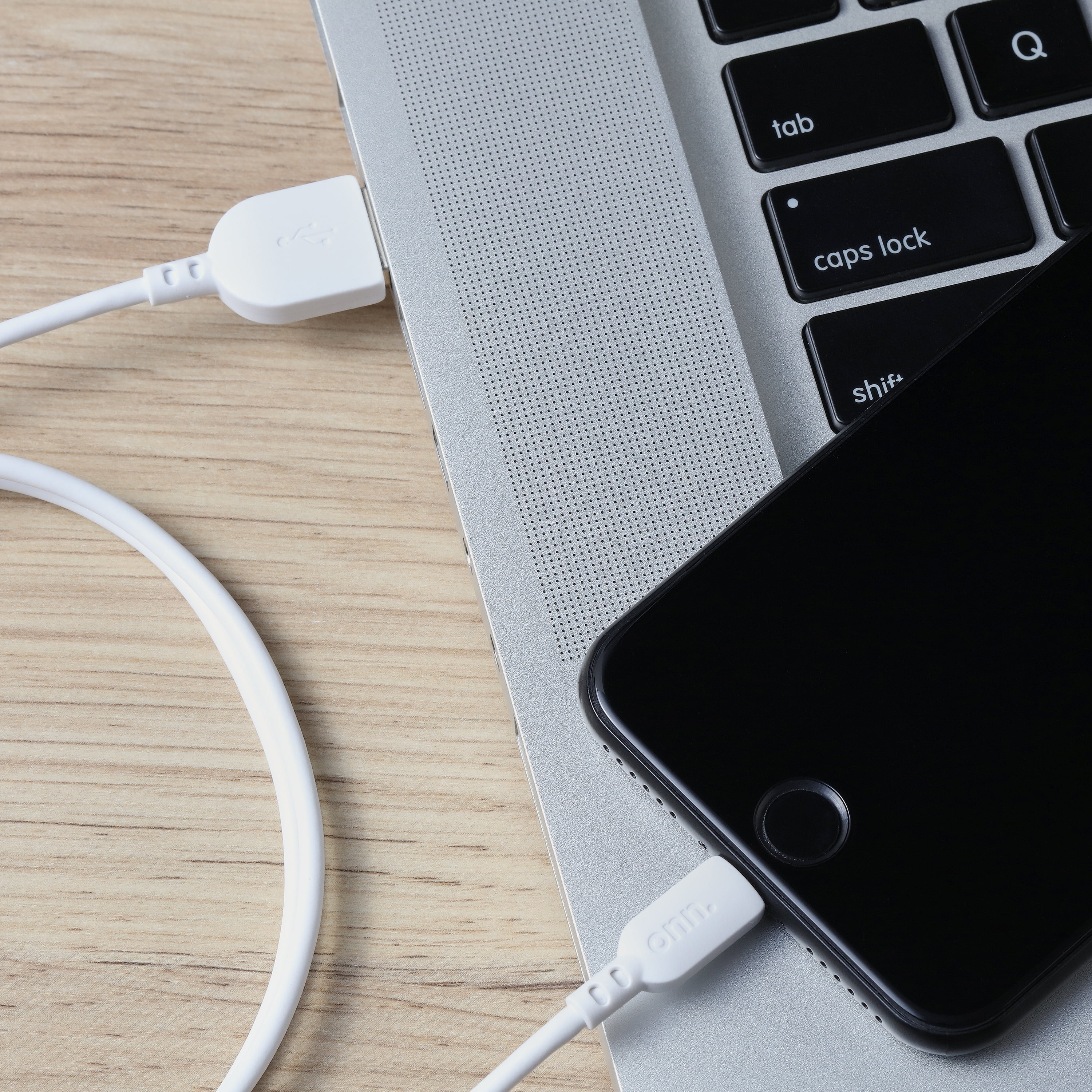 onn. 3' Lightning to USB Cable, White