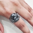 thumbnail image 6 of Snowflake Obsidian Mans Ring, Natural Snowflake Obsidian, Eagle Ring, Silver Jewelry, 925 Silver Ring, Gift, Heavy Mens Ring, Arabic Design, Ottoman Style Ring, Christmas, Turkey Mens Signet Ring, 6 of 8