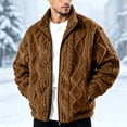 thumbnail image 2 of TRUNZI Mens Sherpa Fleece Jackets Long Sleeves Zip Up Casual Thick Warm Comfy Faux Fur Jackets with Pockets,Khaki,Size S, 2 of 6