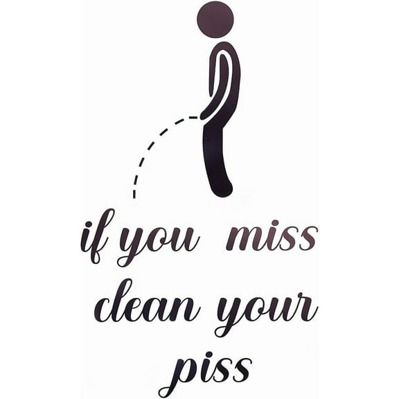6Pcs Toilet Stickers If You Miss Clean You Piss Decals Decor Art Toilet Seat Vinyl Wall Decoration Mural Decals Waterproof Removable