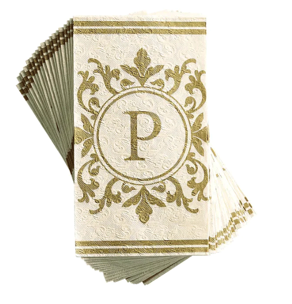 Northeast Home Goods Monogram Initial Gold/Ivory Paper Buffet Guest