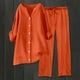 thumbnail image 2 of Conjuntos de 2 piezas para mujer: blusa de pierna ancha y pantalones elásticos. Camisa informal con cuello en V y bolsillos. Ropa urbana para todas las estaciones., 2 of 4