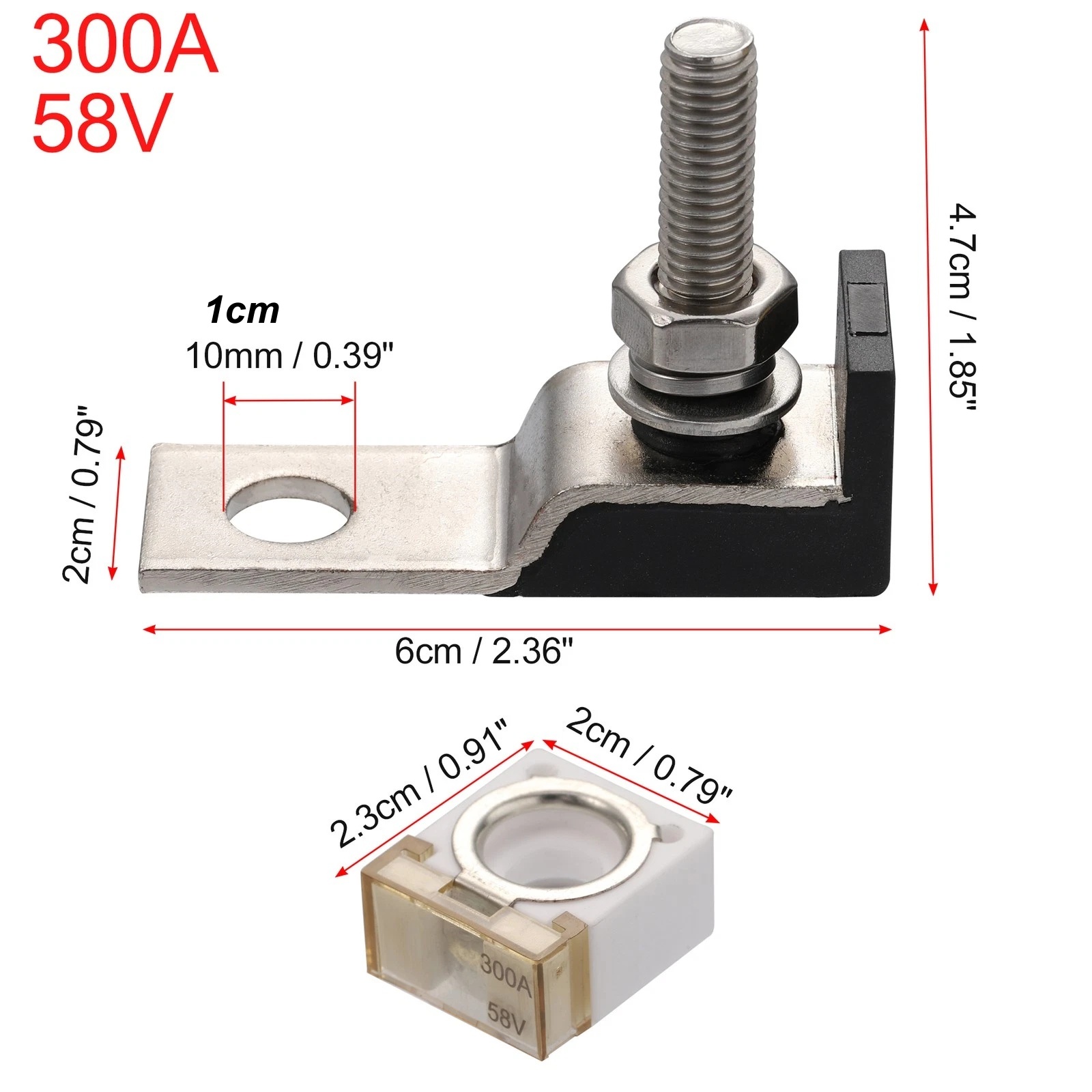 TAPDRA Battery Fuse Terminal Block 300A 58V Plastic Metal 2 Pack For Boats RVs Trucks Cars Electrical Circuit Protection