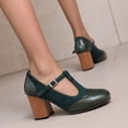 thumbnail image 4 of SACFOF Women's T-Strap Mary Jane Pumps Round Closed Toe Comfortable Low Chunky Block Heel Wedding Dress Evening Party Shoes, 4 of 6