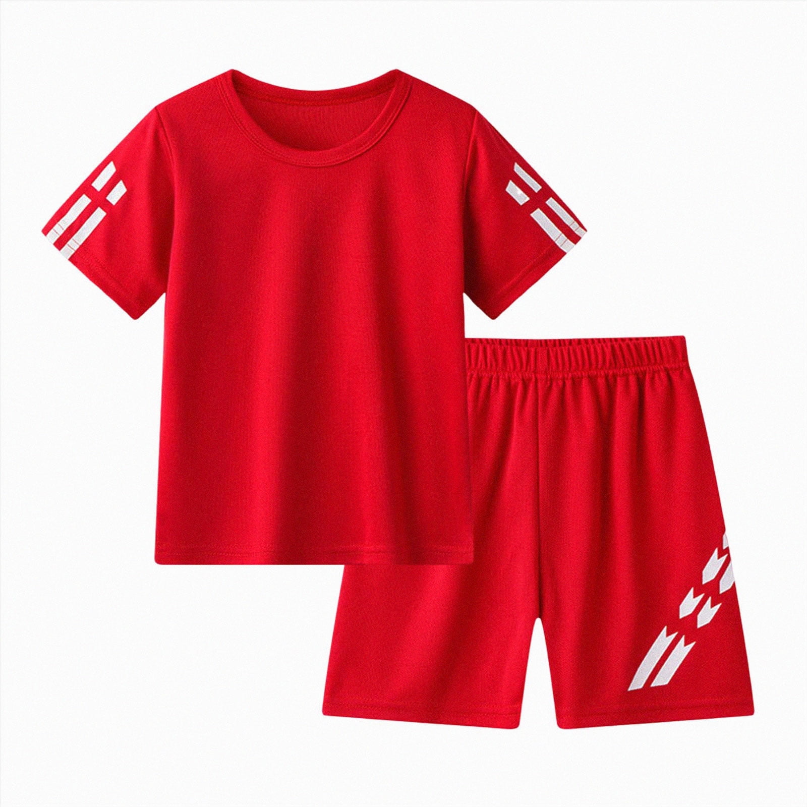 zaveiop Boys Outfit Sets Casual Cotton Short Sleeve Summer Sport Clothing Set (Z01-Red 10-11 Years)