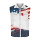 thumbnail image 5 of Camisas de Cuello para Hombres, Moda Casual Día de la Independencia Imprimir Turndown Bolsillos sin Mangas Tanque Deportivo, 5 of 5