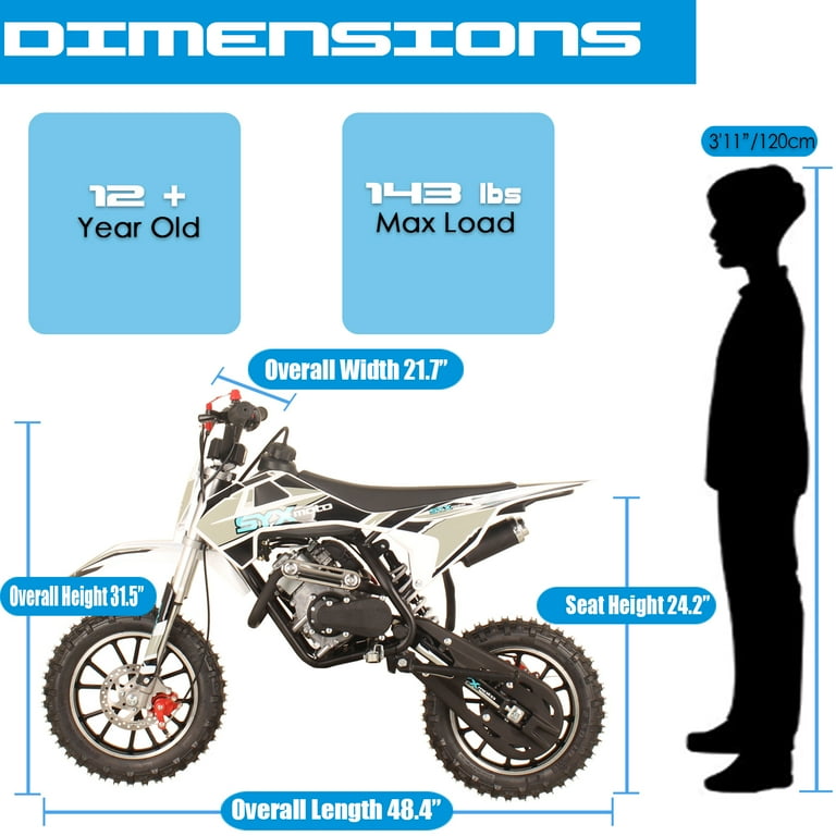 Syx moto sale 50cc seat height