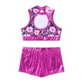 thumbnail image 6 of inhzoy Kids Big Girls 2PCs Gymnastic Dance Outfit Sets Shiny Metallic Crop Top with Shorts,Sizes 6-14 Gardenia Rose 8, 6 of 7