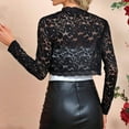 thumbnail image 4 of Uootdi Women's Lace Cropped Bolero - Long Sleeve Sheer Shrug, Elegant Evening Cover Up, Trendy Formal Casual Jacket, Bridal Wedding Outerwear Black Women Top, 4 of 5