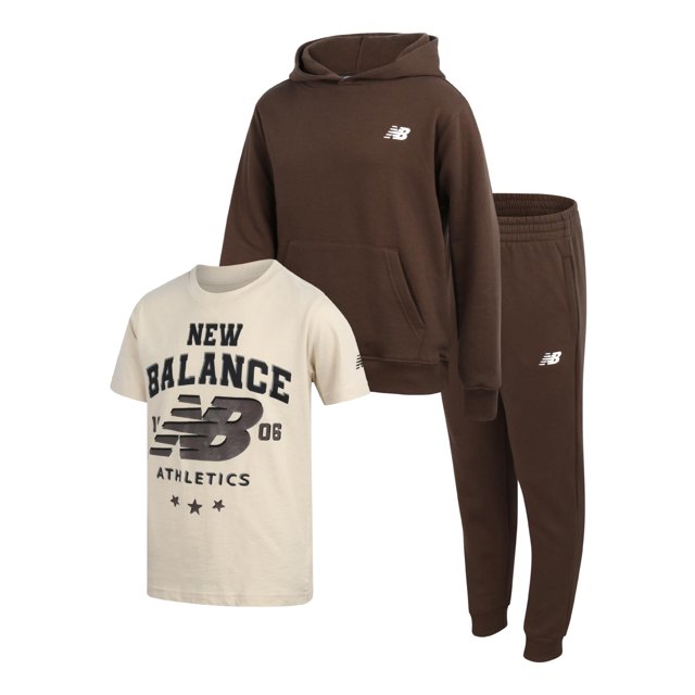 Conjunto de ropa deportiva New Balance para niños, 3 piezas, talla 8, con sudadera con capucha