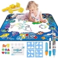 thumbnail image 2 of Water Doodle Mat, Kids Large Aqua Coloring Mat, Mess Free Drawing Mat With Neon Colors, Educational Toy For 2 3 4 5 Years Old Kids,toddlers,boys,girls, 2 of 5