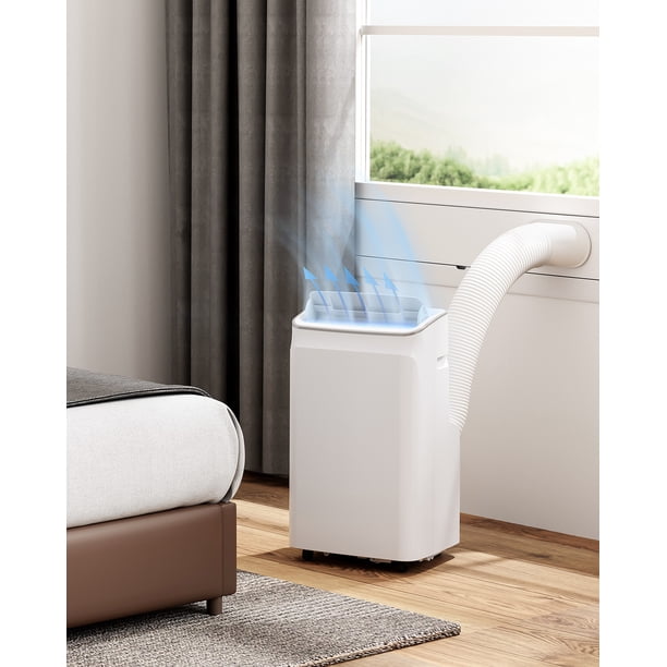 Aire acondicionado portátil 12,000 BTU 3 en 1 – Enfría, deshumidifica y ventila – Hasta 550 pies² – Control remoto, temporizador, fácil instalación – Ideal dormitorio, sala, oficina, camping