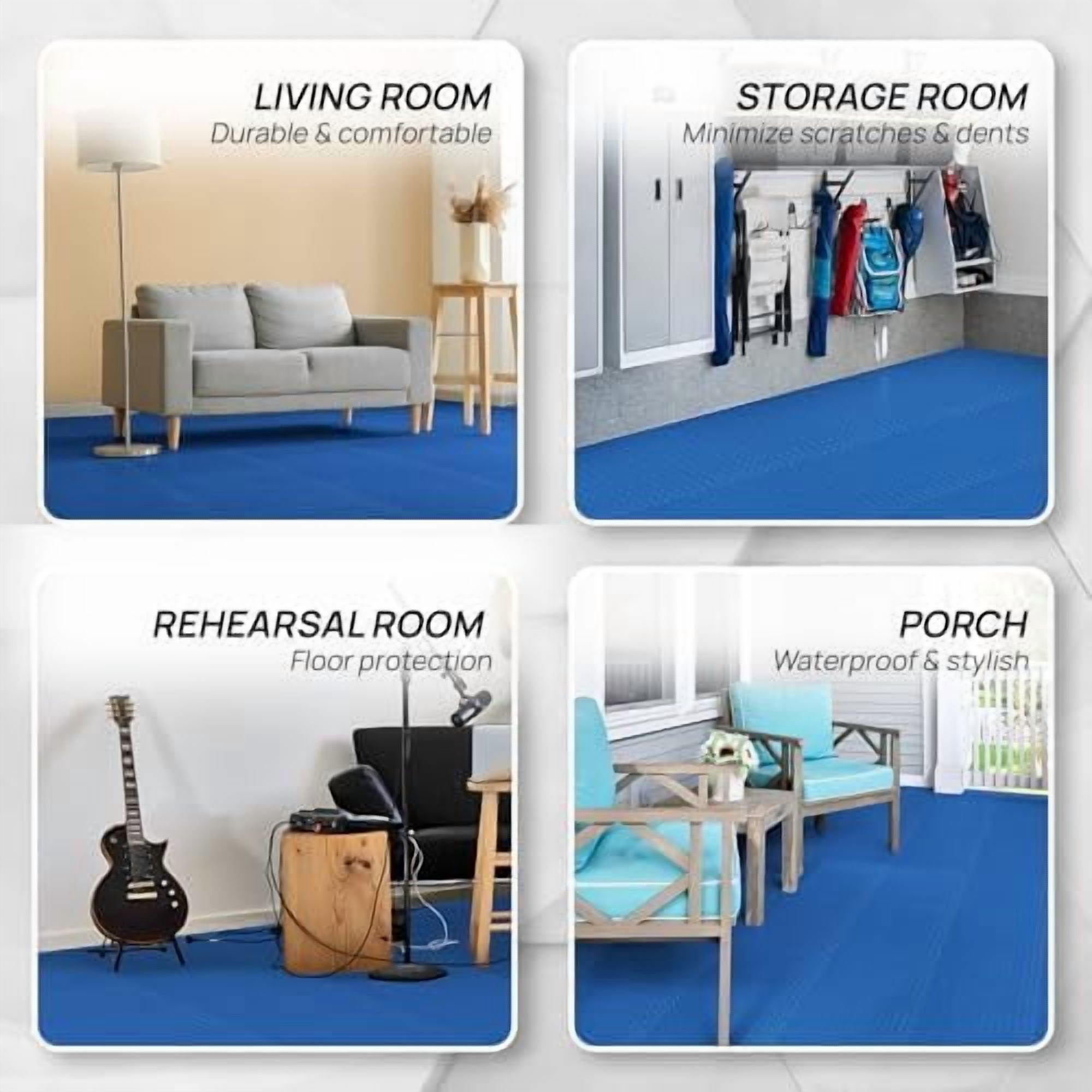 EVA Interlocking Mats, Puzzle Floor Tiles, Foam Floor Padding with Border for Furniture, Home Space, Living Room, Garage 11,15,32,99 SQFT