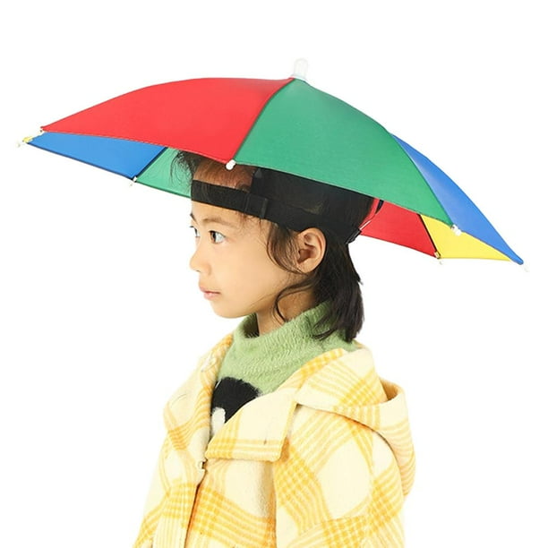 Lot De 2 Chapeaux Parapluie Arc-en-Ciel – Pliable 31 Cm – Diamètre 50 Cm – Bandeau Élastique – Imperméable – UV – Pour Pêche, Randonnée, Camping