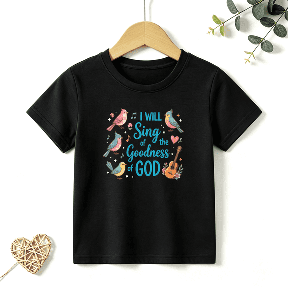 Girls Graphic Tees Sing Goodness Of God Kids T Shirt Christian Faith 100% Cotton Short Sleeve Soft Tops 4-13Y