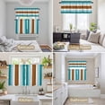 thumbnail image 6 of Modern Brown Teal Kitchen Curtains Sets for Windows 36 Inch Length, Boho Contemporary Geometric Striped Rod Pocket Window Treatments Tier Curtains and Valances Set for Bedroom/Bathroom, 6 of 8