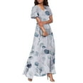 thumbnail image 4 of Mingw Beach Vacation Clothes for Women Women's Summer Puff Sleeve Floral Split Maxi Dress Flowy A Line Casual Beach Long Dresses 2025, 4 of 6