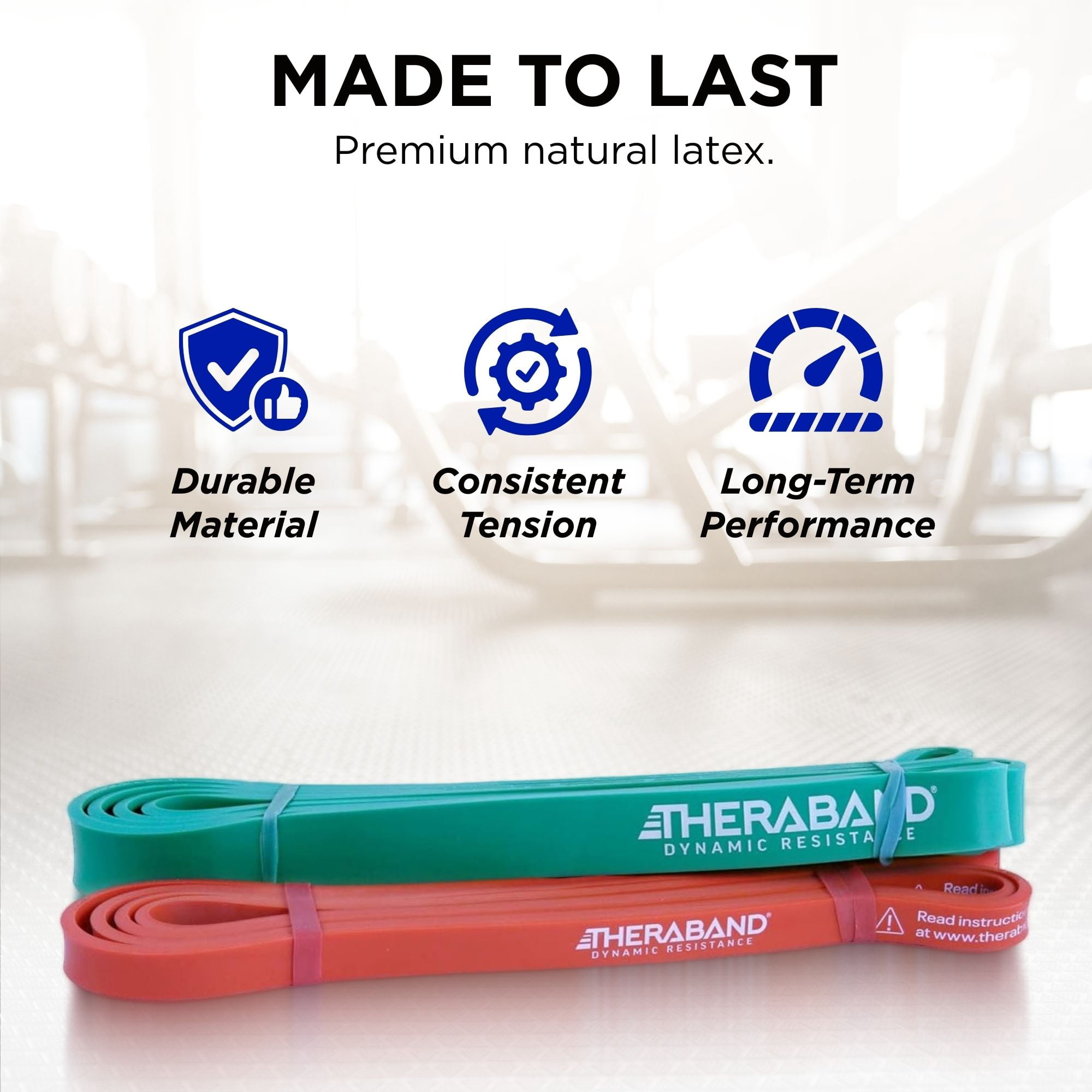 THERABAND High Resistance Band Set of 2, Light and Medium Elastic Super Bands for Full Body Workouts, Physical Therapy, Strength Training, Durable 41” Loop Exercise Bands, 15-25 lbs Resistance