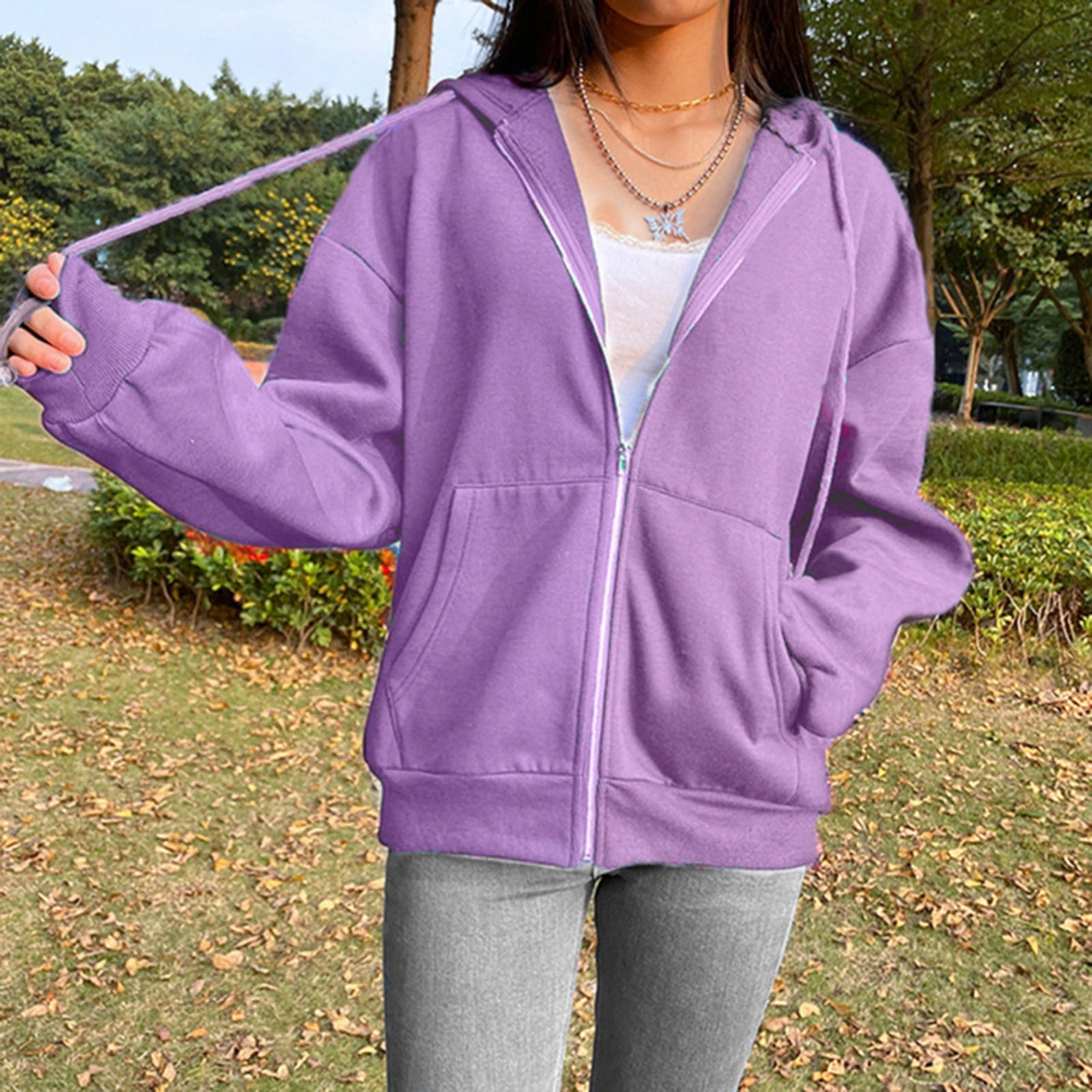BDDVIQNN Fall Casual Loose Plus Size Top Sweatshirt Women's Hoodies  Pullover Sweatshirts Women Casual Fashion Hoodie Women's Full Zip Up Hoodie  Purple XL - Walmart.com