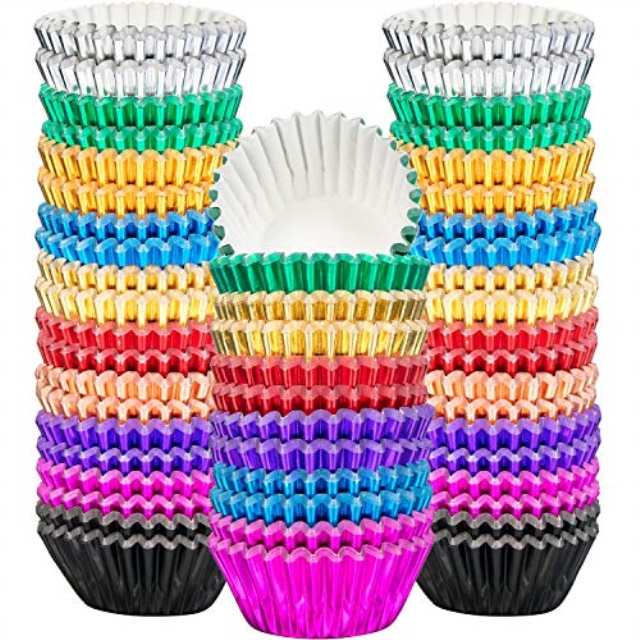 sumind 400 pieces mini cupcake cup liners, foil baking cups, foil cupcake liners for baking