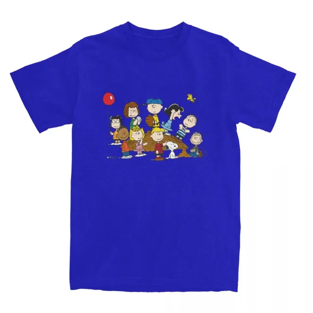 Camisetas con personajes de cómics de Peanuts para hombres y mujeres, divertidas camisetas con estampado de Snoopy, Charlie Brown y dibujos animados, 100 % algodón