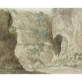 thumbnail image 2 of Abraham-Louis-Rodolphe Ducros 18x15 Black Ornate Wood Framed Double Matted Museum Art Print Titled - Outdoor Wall of the Oreille De Denys Cave (1778), 2 of 5