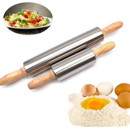 

2pcs Stainless Steel Rolling Pin for Baking Pie Crust Pasta Pastry Pizza