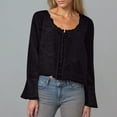 thumbnail image 2 of aidice Shirts for Women Casual Round Neck Long Sleeve Drawstring Button up Fitting Trendy Crop Tops, 2 of 5