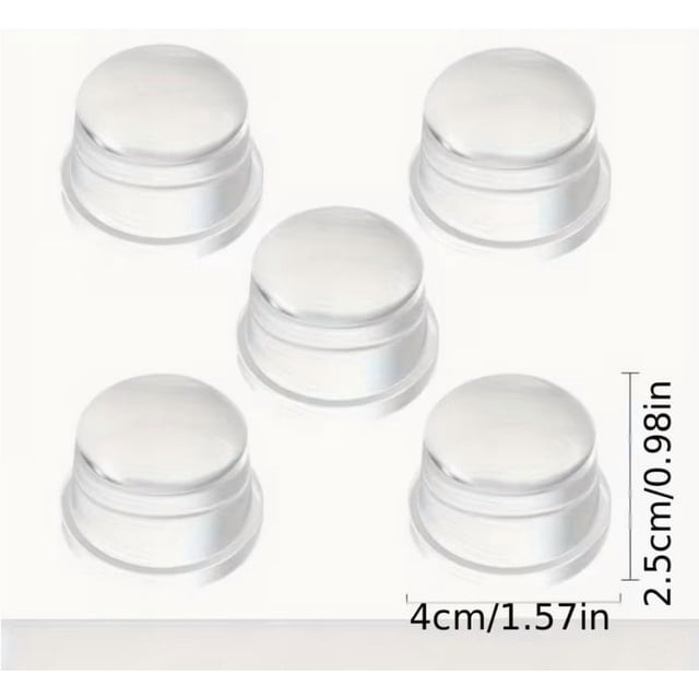 Paquete de 5 topes de puerta transparentes, perforados, adhesivo fuerte, de silicona altamente elástica, silenciosos, anticolisión, transparentes e invisibles