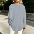 thumbnail image 6 of hoksml Women's V Neck Henley Long Sleeve T Shirt, 3 Button Front Curved Hem Casual Blouse, Loose Fit Basic Top Solid Colors, 6 of 6