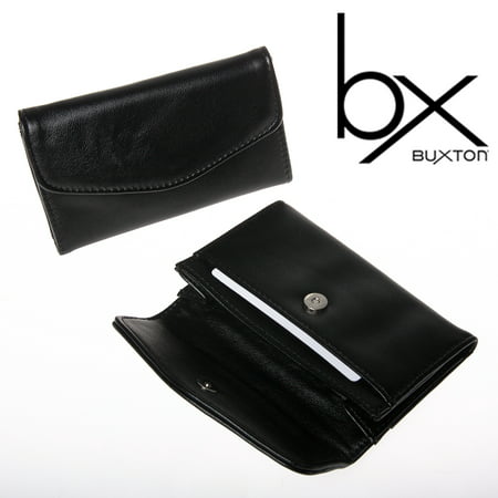 2 Buxton Black Faux Leather Snap Business Card Case Holder Wallet Pocket File - 0