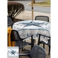 thumbnail image 5 of Outdoor Tablecloth with Umbrella Hole for Patio/Picnic/Party/Camping, Country Star Blue Waterproof Table Cloth Square Cover Washable, Farmhouse Vintage Branches Wooden (54"x 54"), 5 of 8