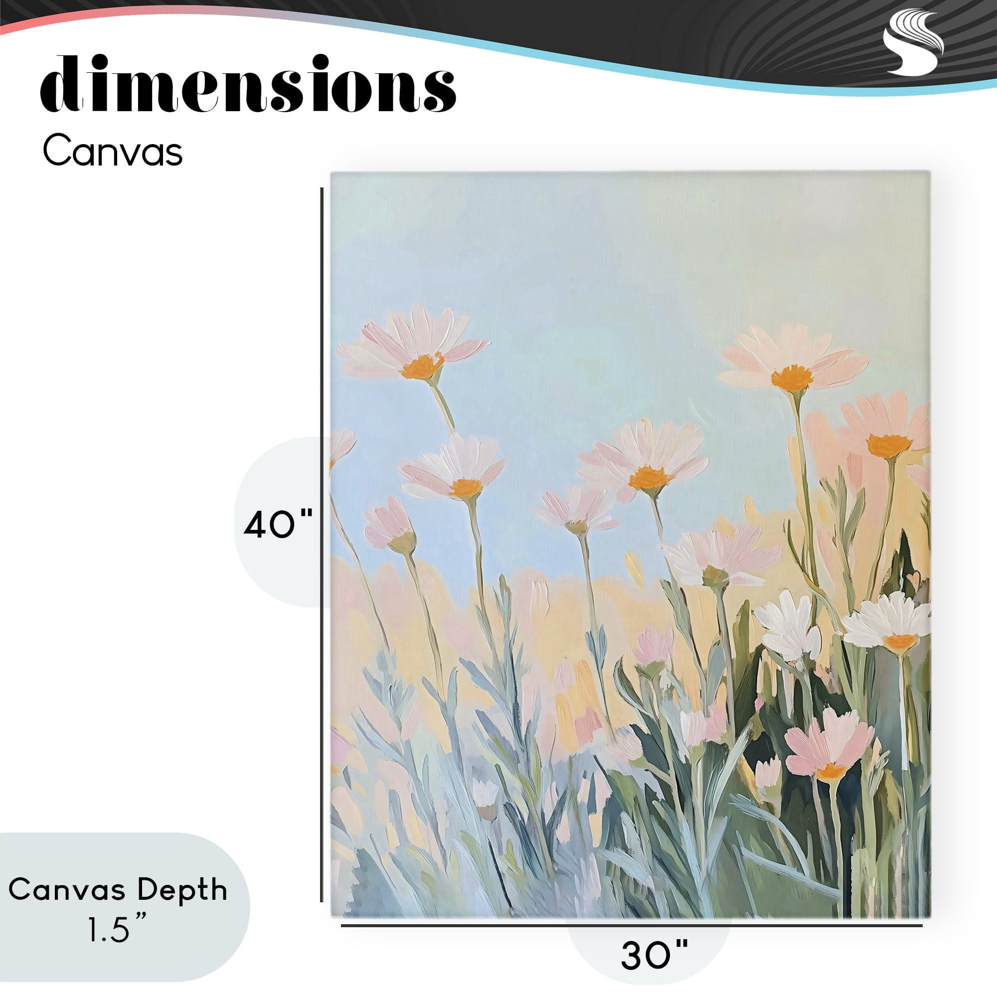Stupell Industries Pastel Meadow Daisies at Dawn Canvas Wall Art, design by The Prints Vibe