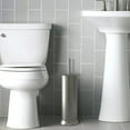 thumbnail image 2 of Slim Compact Freestanding Toilet Bowl Brush and Holder for Bathroom Storage and Organization - Space Saving, Sturdy, Deep Cleaning, Covered Brush, Metal in Brushed Finish, 2 of 6
