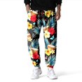 thumbnail image 4 of Vedolay Men Trousers Casual Slim Fit Mens Linen Drawstring Elastic Waist Wide Leg Pant with Multi Pockets Casual Loose Straight Leg Vacation Beach Pants,Black L, 4 of 5
