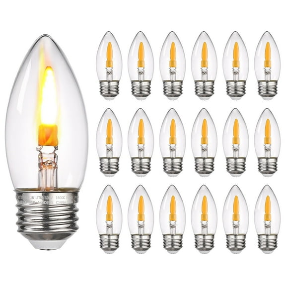 18 Pack B11 Flame Light Bulbs E26 Base, 1W LED Flickering Bulbs, 2 Modes, Candle Light Bulbs for Chandelier, UL Listed, 1800K Warm Yellow