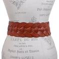 thumbnail image 3 of Ladies 3" (75 mm) Wide High Waist Round Disk Linked Braided Cowhide Top Full Grain Leather Belt, 3 of 4