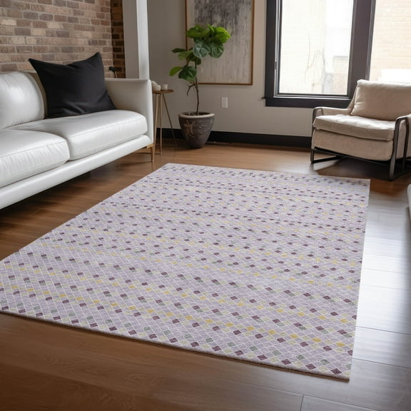 Addison Rugs Chantille Indoor/Outdoor Transitional Stripes Lavender Washable Rectangle Rug, 10' x 14'